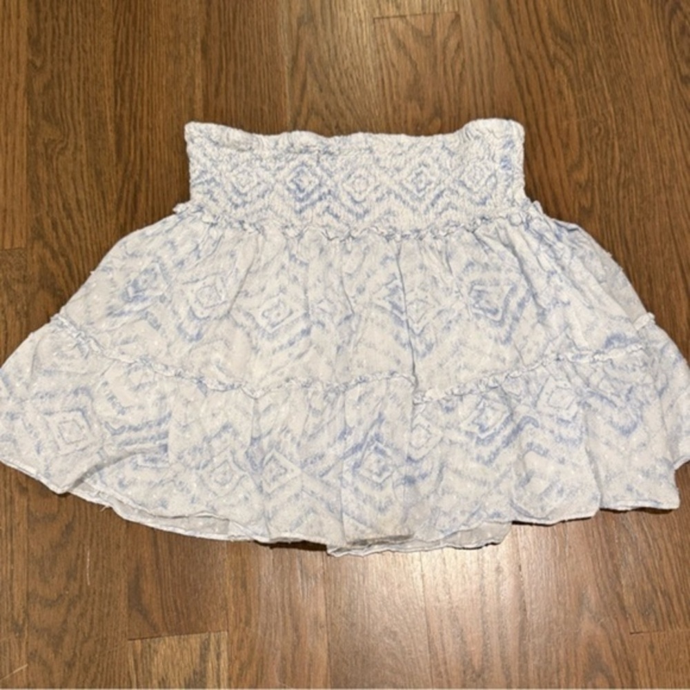 Boho Ruffle blue and white Aztec print Skirt size youth large